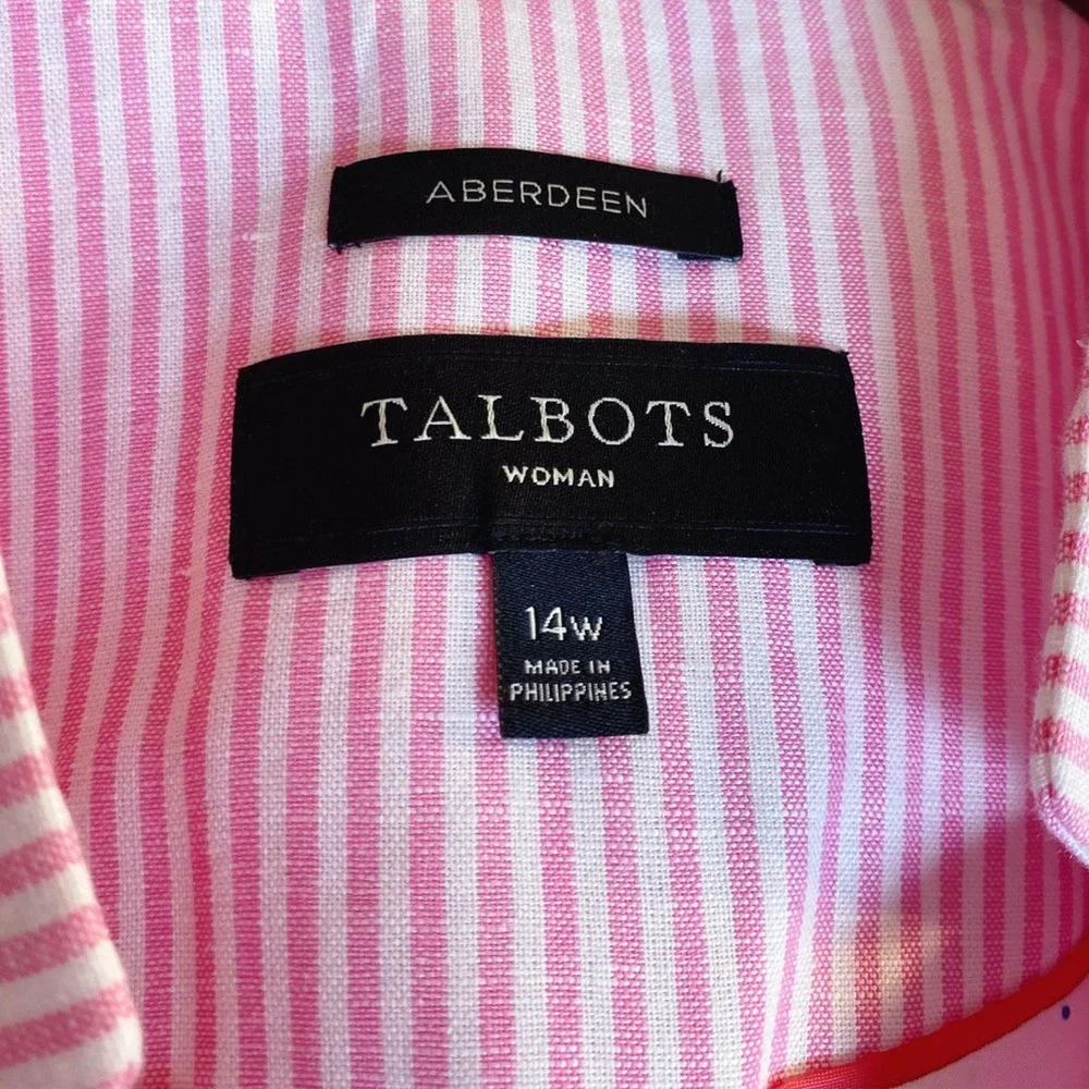 Talbots Aberdeen Linen Blend Pink and White Stripe Women's Blazer, Size 14W - Picture 8 of 11